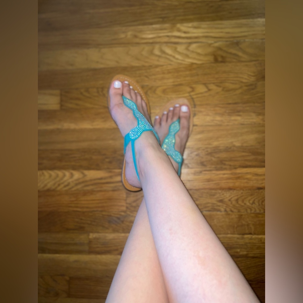 Turquoise Rhinestone Sandals